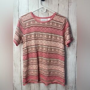 Alfred Dunner Pink Graphic Short Sleeve T-Shirt size Small